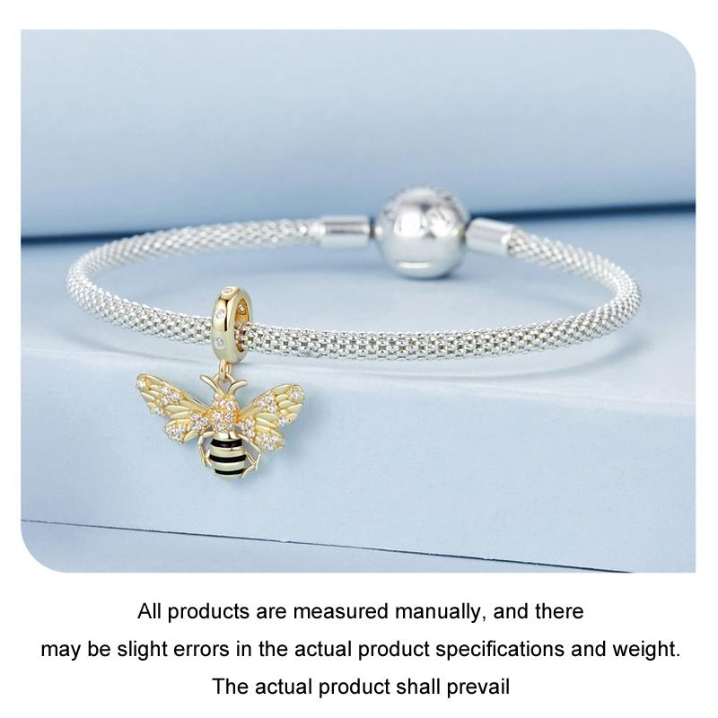 925 Sterling Silver Gold Plated Bee Bracelet Pendant 6