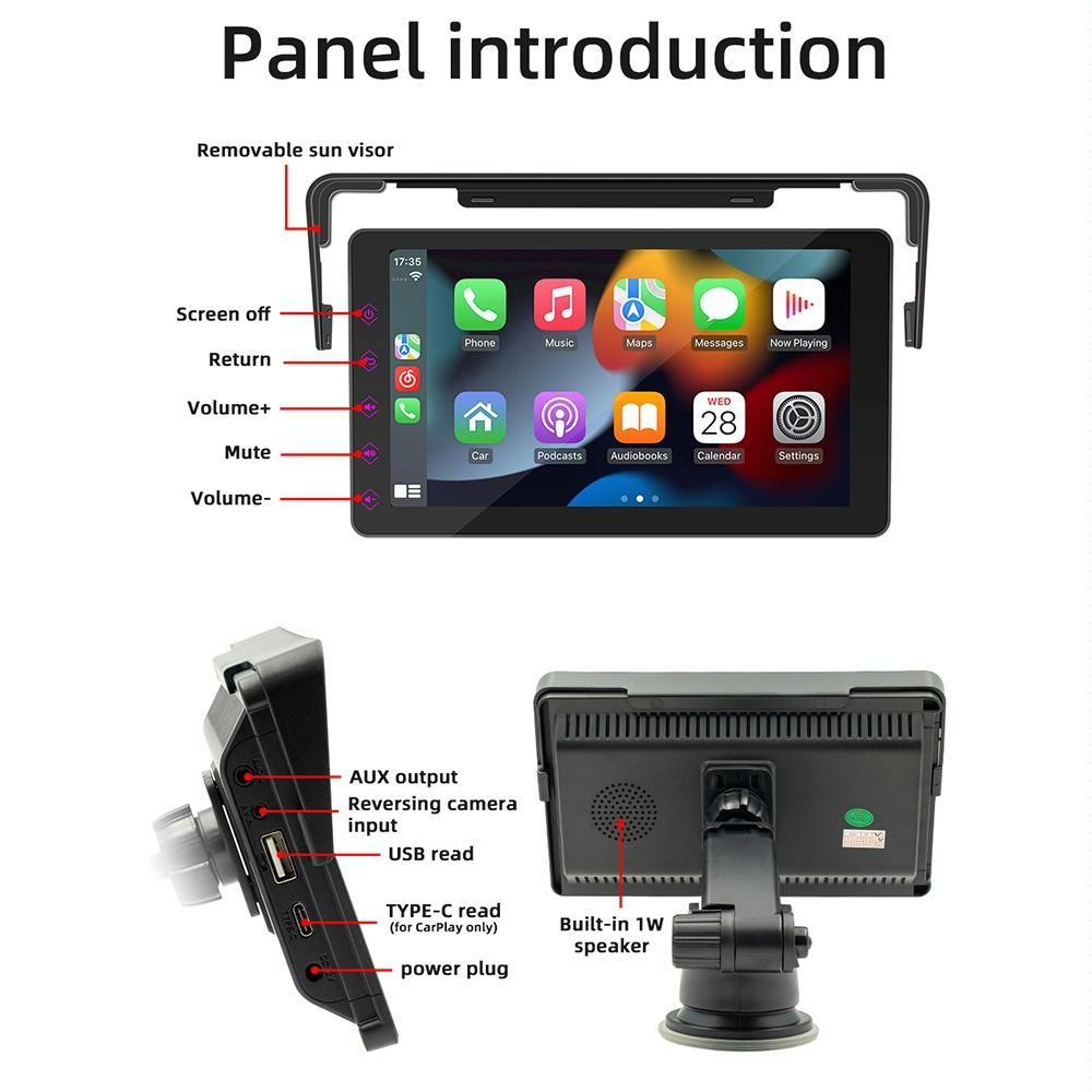 7 Inch Car Mp5 Player With Carplay / Android Auto - Black 4