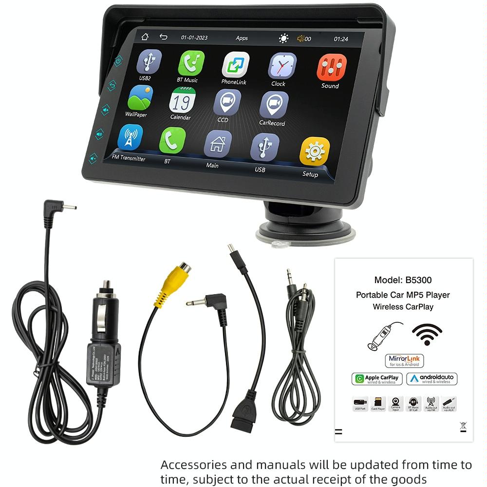 7 Inch Car Mp5 Player With Carplay / Android Auto - Black 5