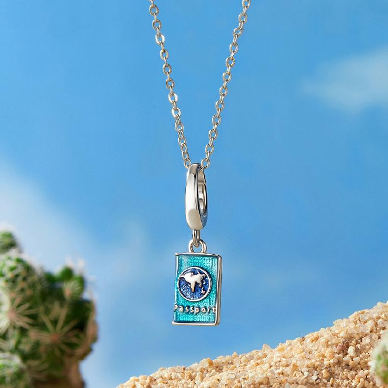 925 Sterling Silver Openable Passport Pendant For Travel 3