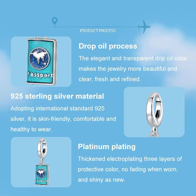 925 Sterling Silver Openable Passport Pendant For Travel 5