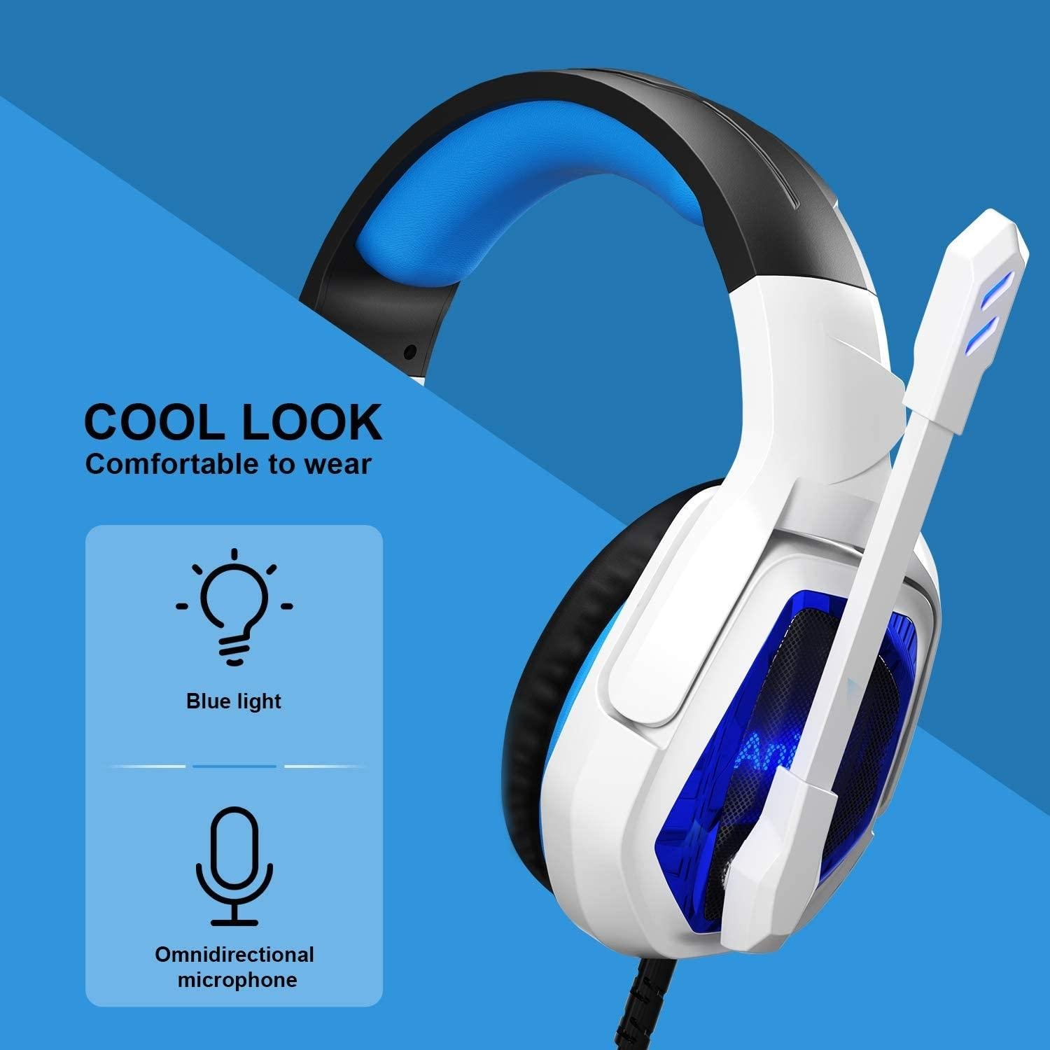 7.1 Channel Usb Gaming Headset With Mic Blue / White 4