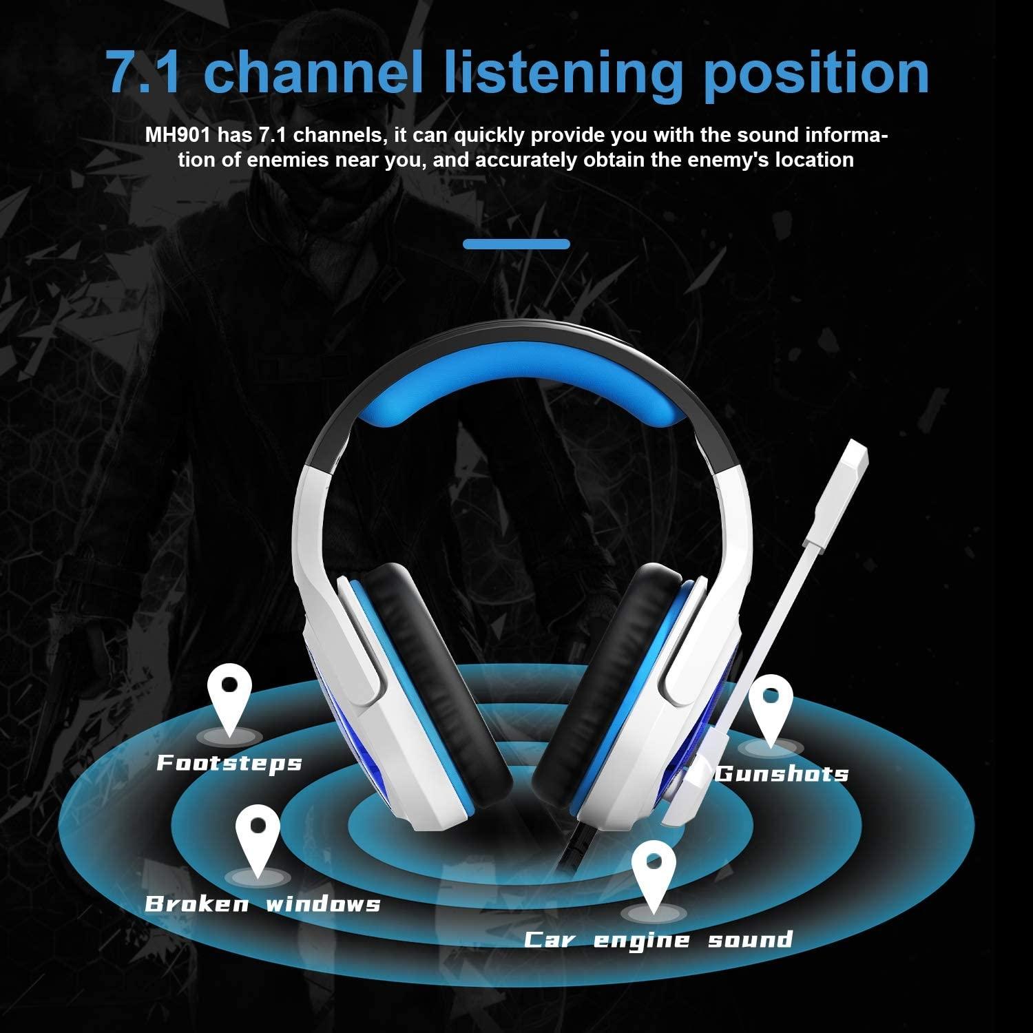7.1 Channel Usb Gaming Headset With Mic Blue / White 6
