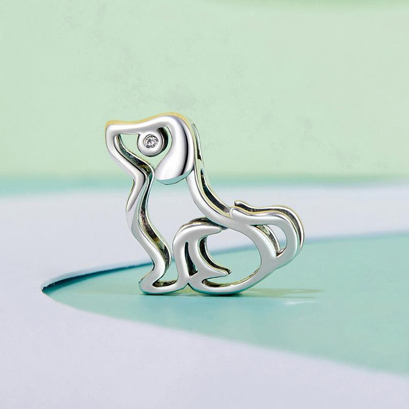 925 Sterling Silver Dog Bead Bracelet Cute & Hollow 3