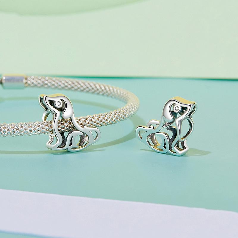 925 Sterling Silver Dog Bead Bracelet Cute & Hollow 5