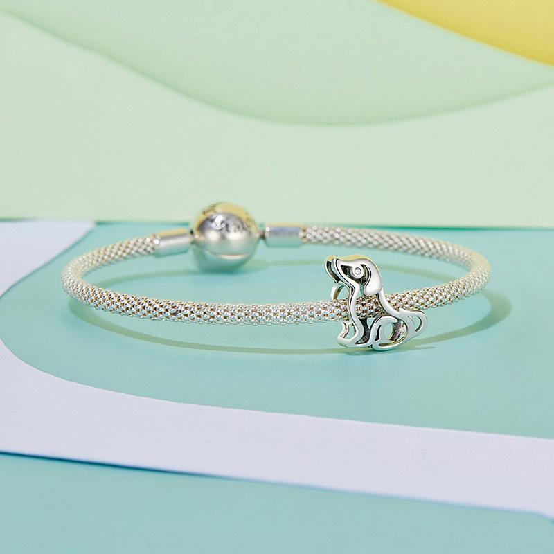 925 Sterling Silver Dog Bead Bracelet Cute & Hollow 6