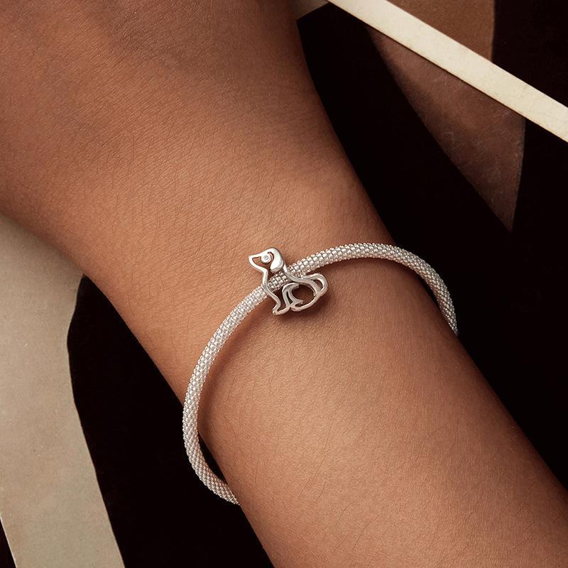 925 Sterling Silver Dog Bead Bracelet Cute & Hollow 8