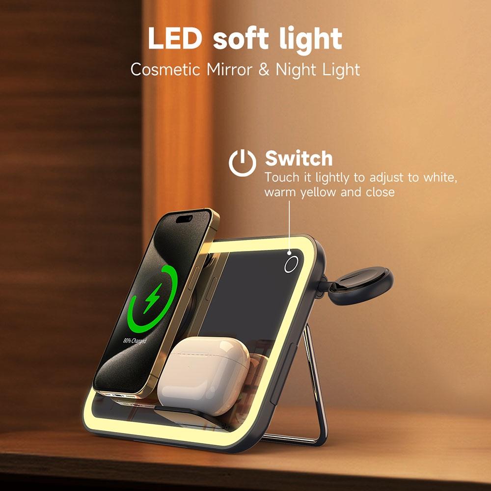 15W 3 In 1 Magnetic Led Makeup Mirror Charger - White 8