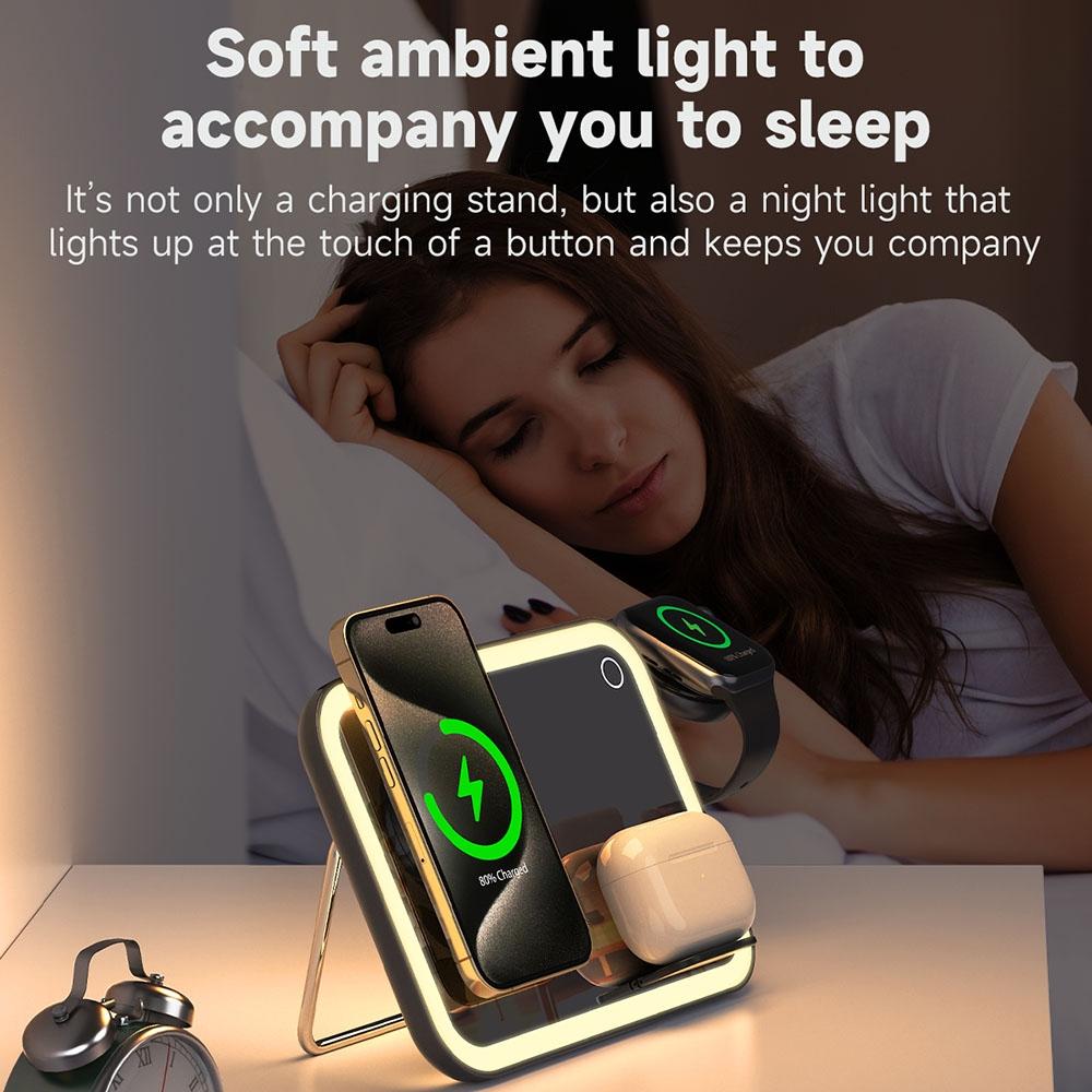 15W 3 In 1 Magnetic Led Makeup Mirror Charger - White 11