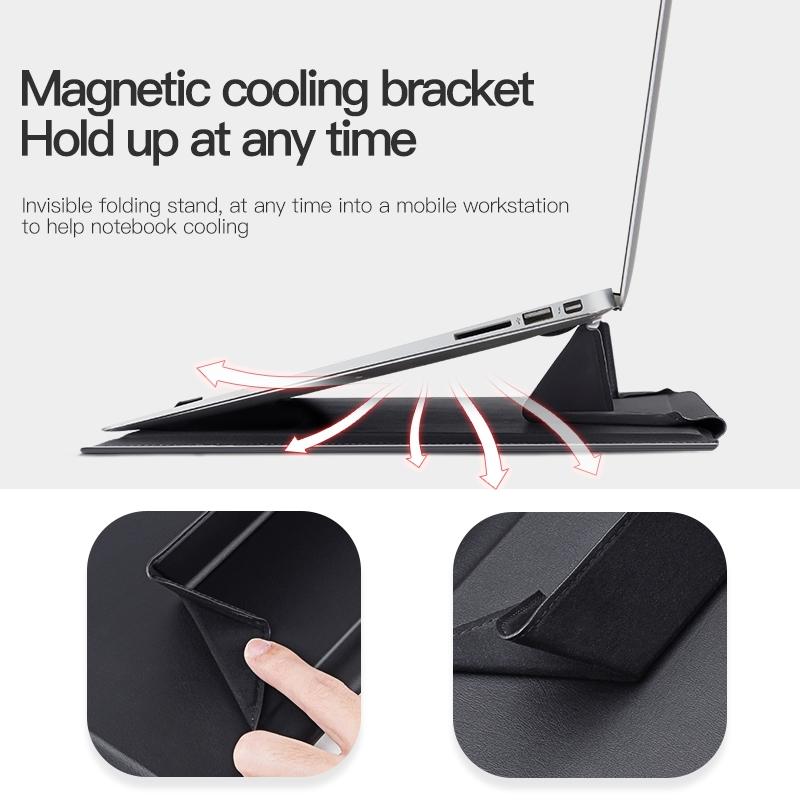 Universal Magnetic Laptop Holder Bag - Stitched Inner - Brown 5