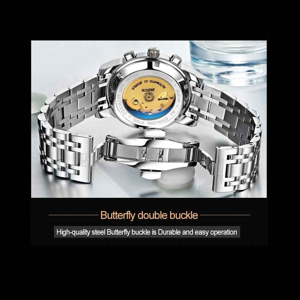 Waterproof Luminous Mechanical Watch for Men - 8750 - Silver Blue 11