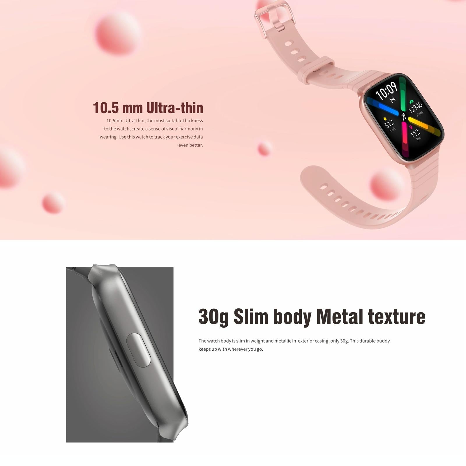 1.69 Inch Ips Screen 5Atm Waterproof Sport Smart Watch Support Sleep Monitoring / Heart Rate Monitoring / Sport Mode / Incoming Call & Information Reminder - Rose Gold 4