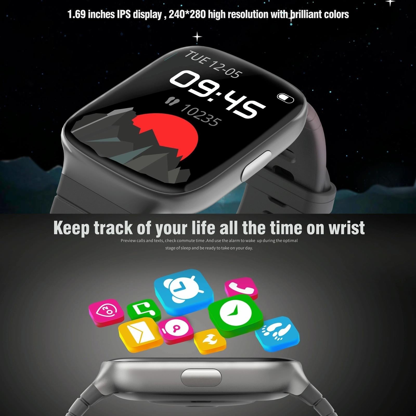 1.69 Inch Ips Screen 5Atm Waterproof Sport Smart Watch Support Sleep Monitoring / Heart Rate Monitoring / Sport Mode / Incoming Call & Information Reminder - Rose Gold 7