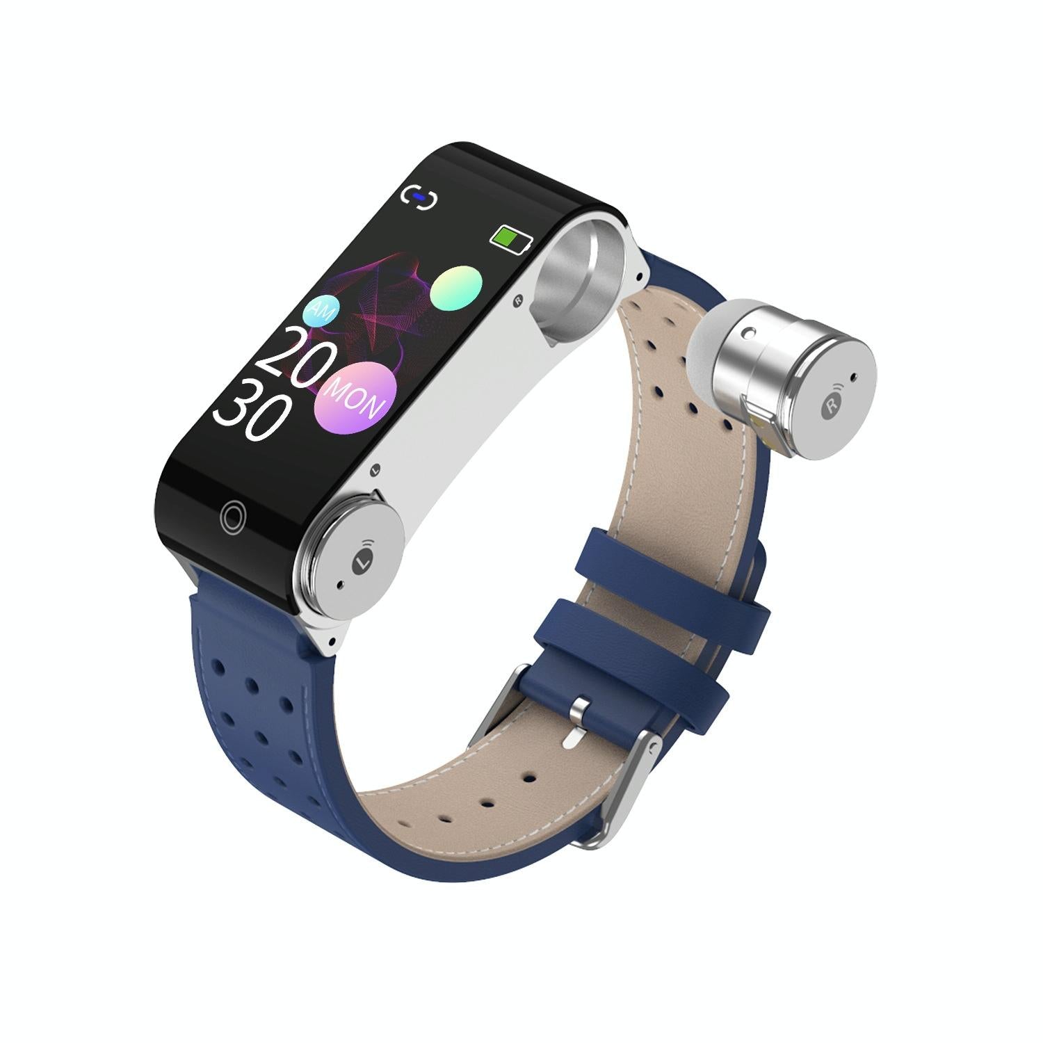 Bluetooth Headset Bracelet With Hr / Bp Monitoring & Temp. Measurement - Blue 3