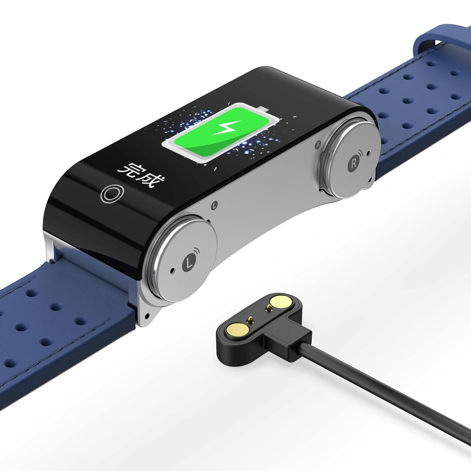 Bluetooth Headset Bracelet With Hr / Bp Monitoring & Temp. Measurement - Blue 4
