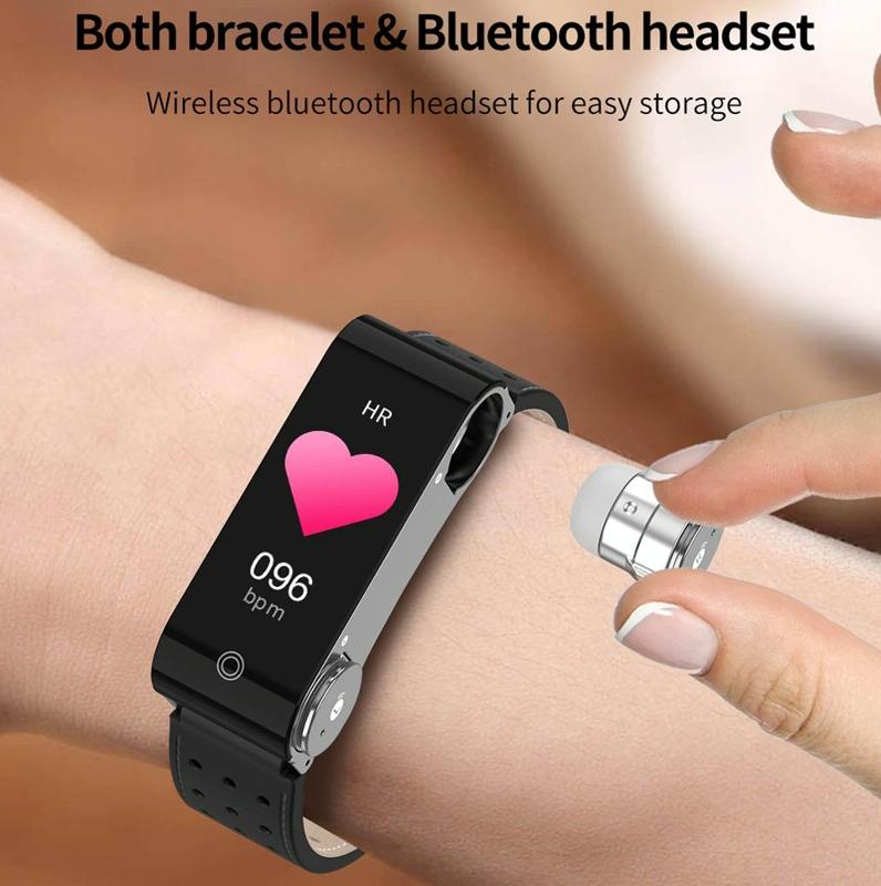 Bluetooth Headset Bracelet With Hr / Bp Monitoring & Temp. Measurement - Blue 8