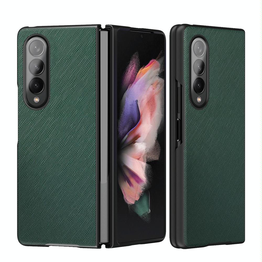 For Samsung Galaxy Z Fold4 5G Foldable Cross Pattern Phone Case - Foldable Design - Green