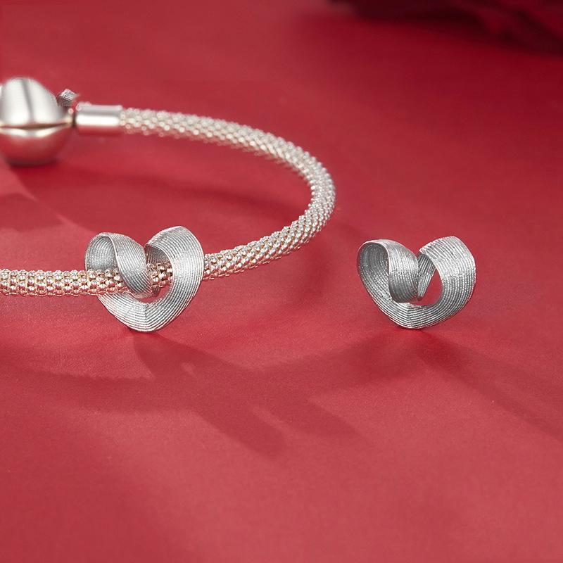 925 Sterling Silver Romantic Heart Diy Beads & Platinum 5