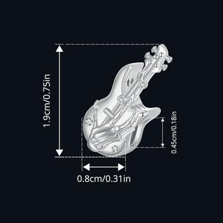 925 Sterling Silver Platinum Plated Skull Bass Pendant 3