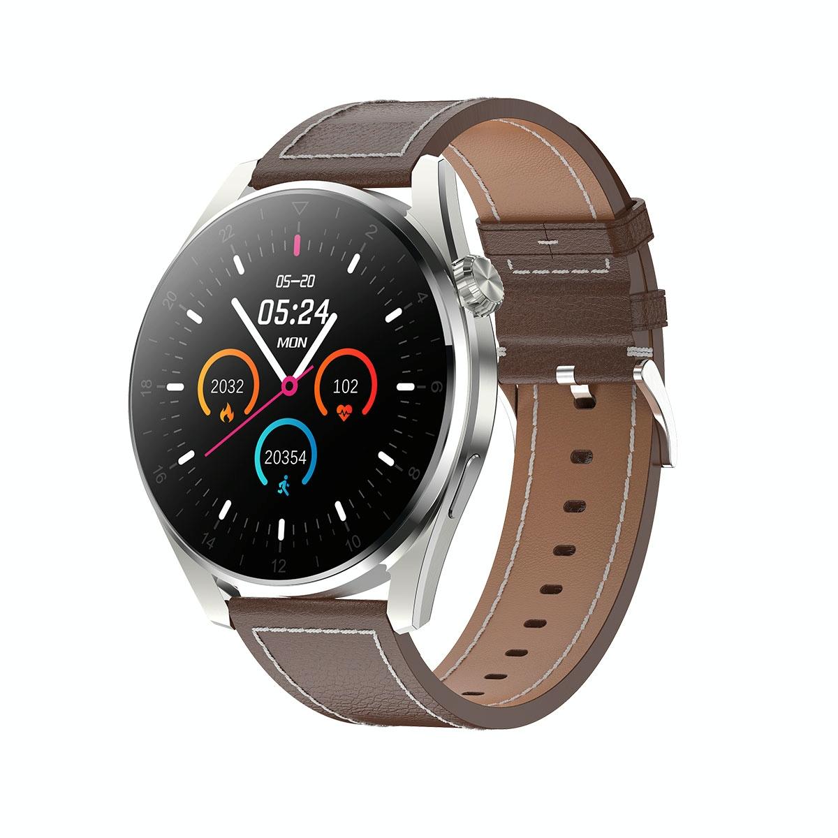 Waterproof Leather Smartwatch With Colour Display - Black 14