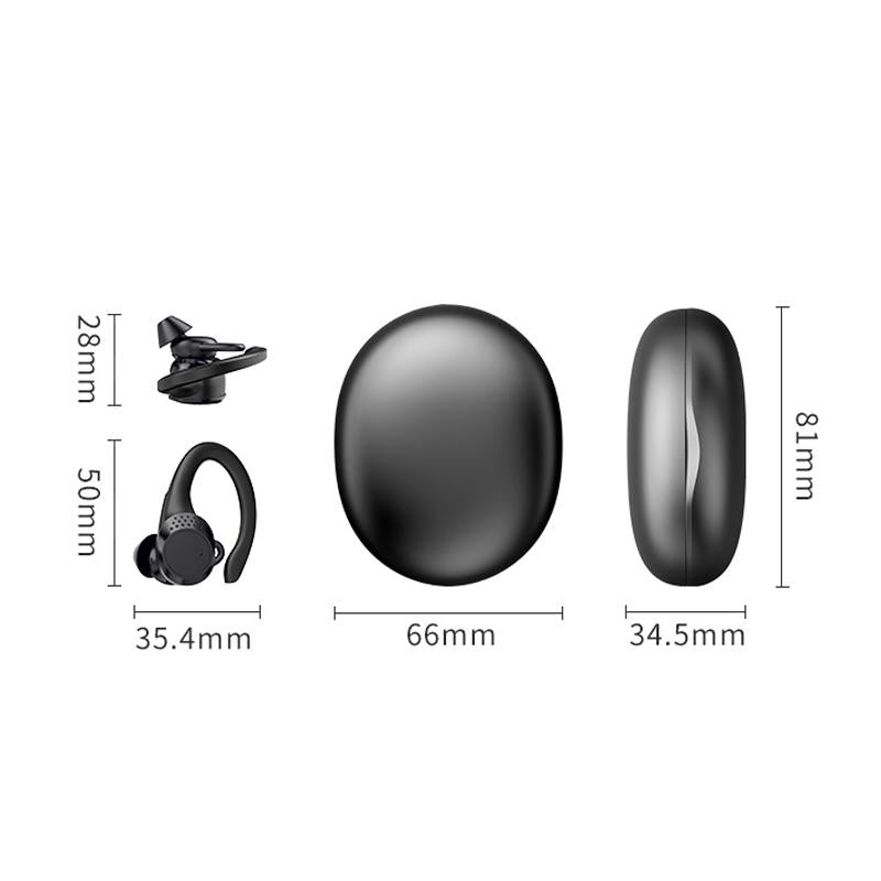 Digital Display Bluetooth Headset with Noise Reduction and Charging Bin - Black 3