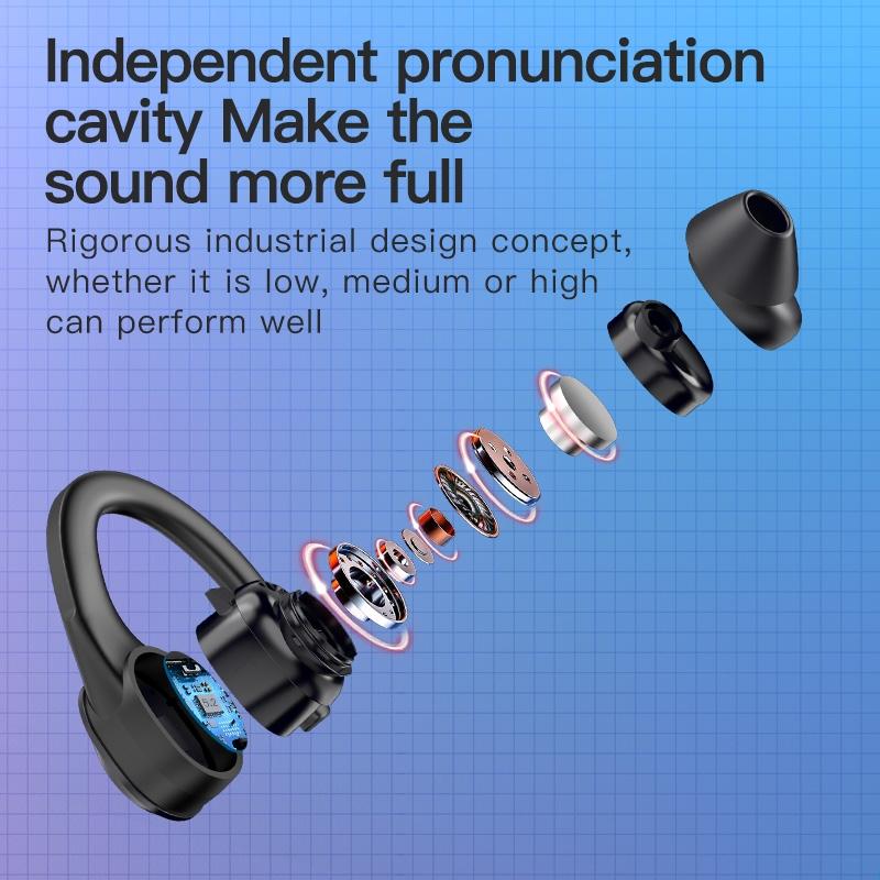 Digital Display Bluetooth Headset with Noise Reduction and Charging Bin - Black 4