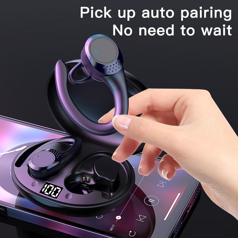 Digital Display Bluetooth Headset with Noise Reduction and Charging Bin - Black 5