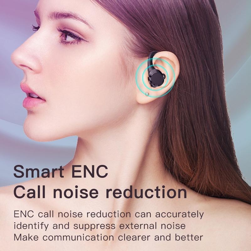 Digital Display Bluetooth Headset with Noise Reduction and Charging Bin - Black 6