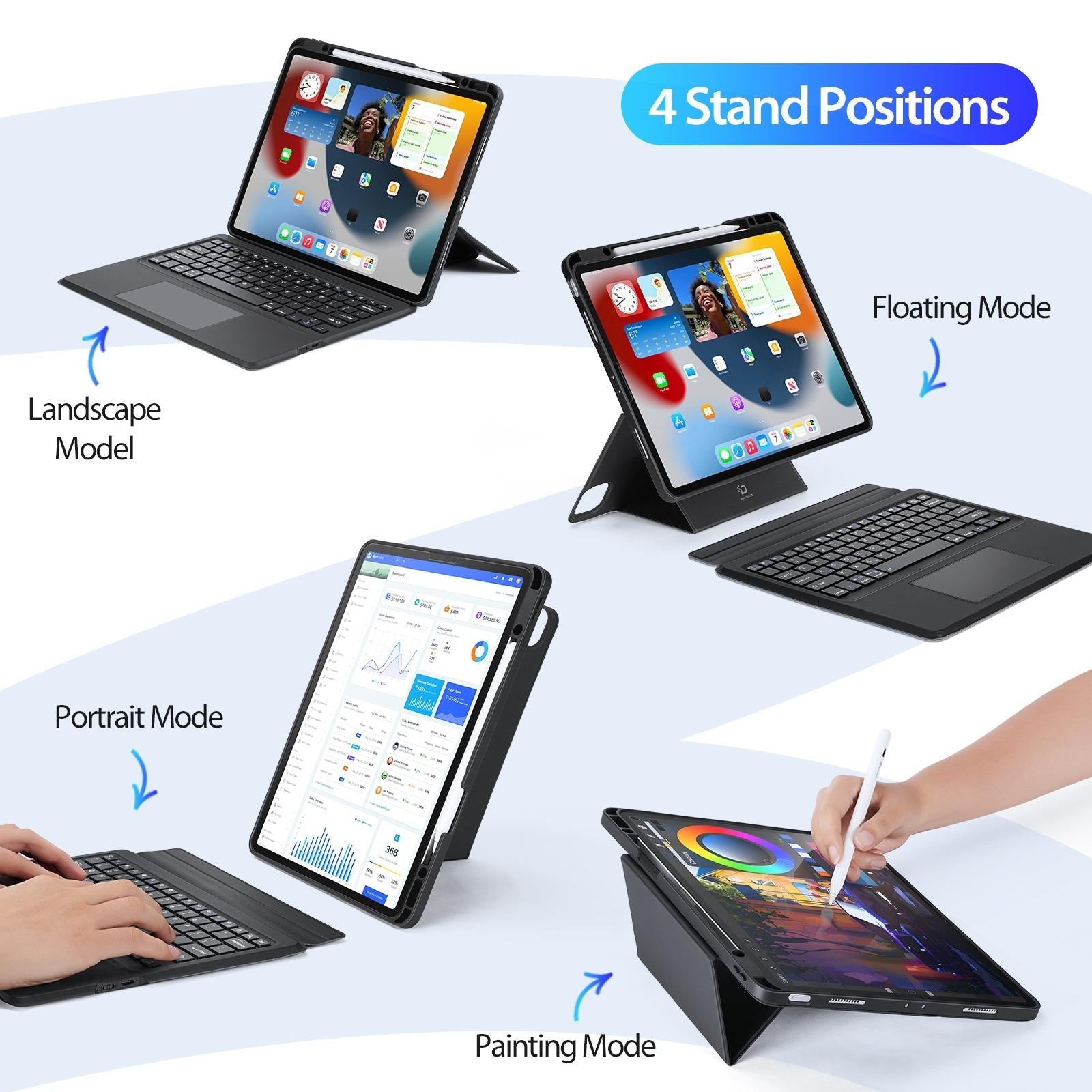 Wireless Bluetooth Keyboard Tablet Case For Ipad Pro 12.9 - Magnetic - Black 6