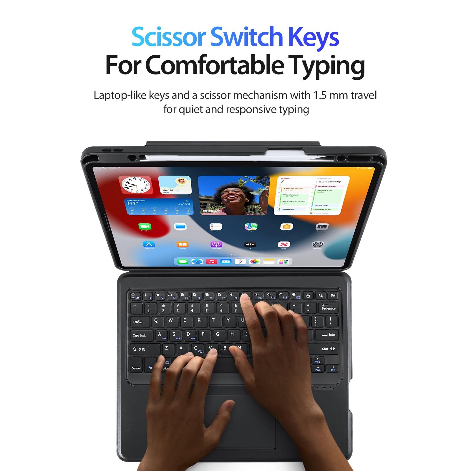Wireless Bluetooth Keyboard Tablet Case For Ipad Pro 12.9 - Magnetic - Black 7