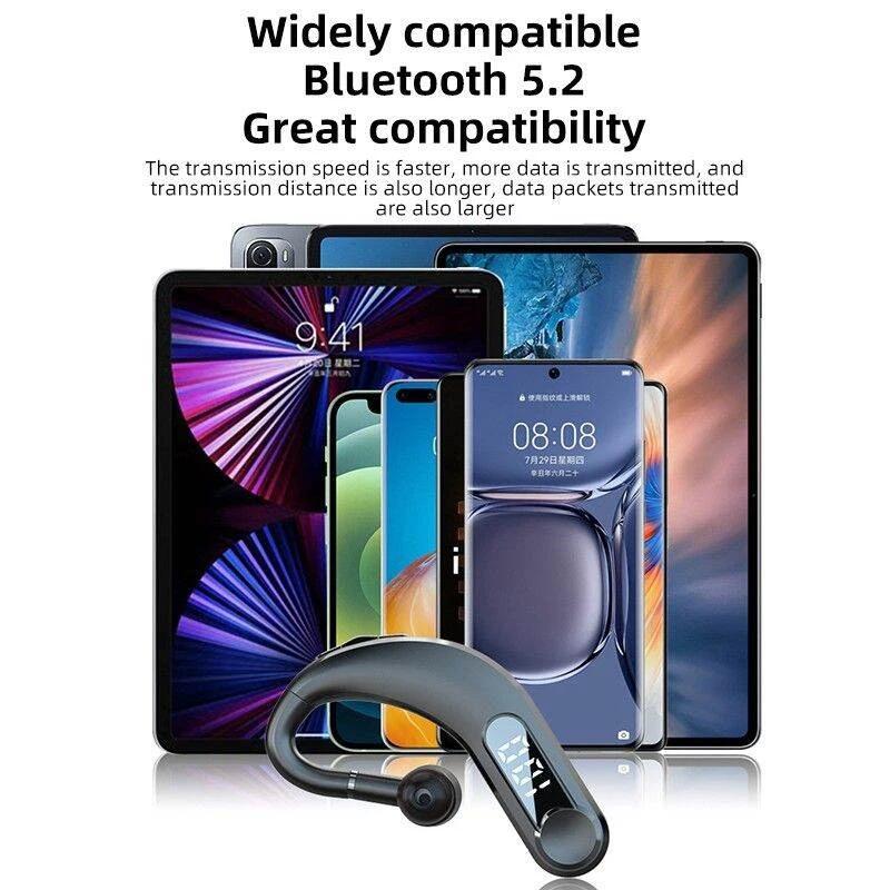 Waterproof Bluetooth Earphones with Led Display - Black 5