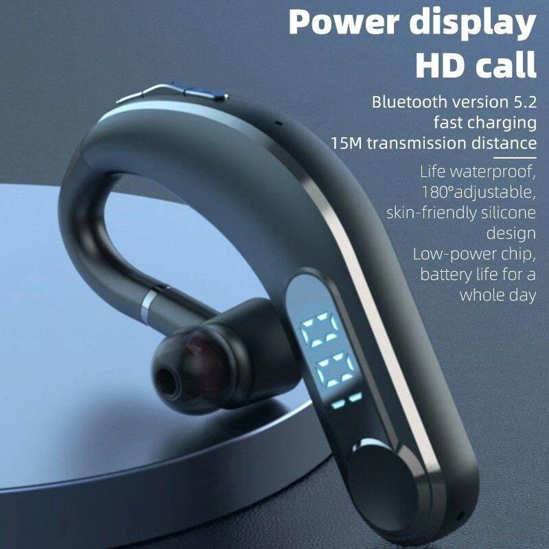 Waterproof Bluetooth Earphones with Led Display - Black 6