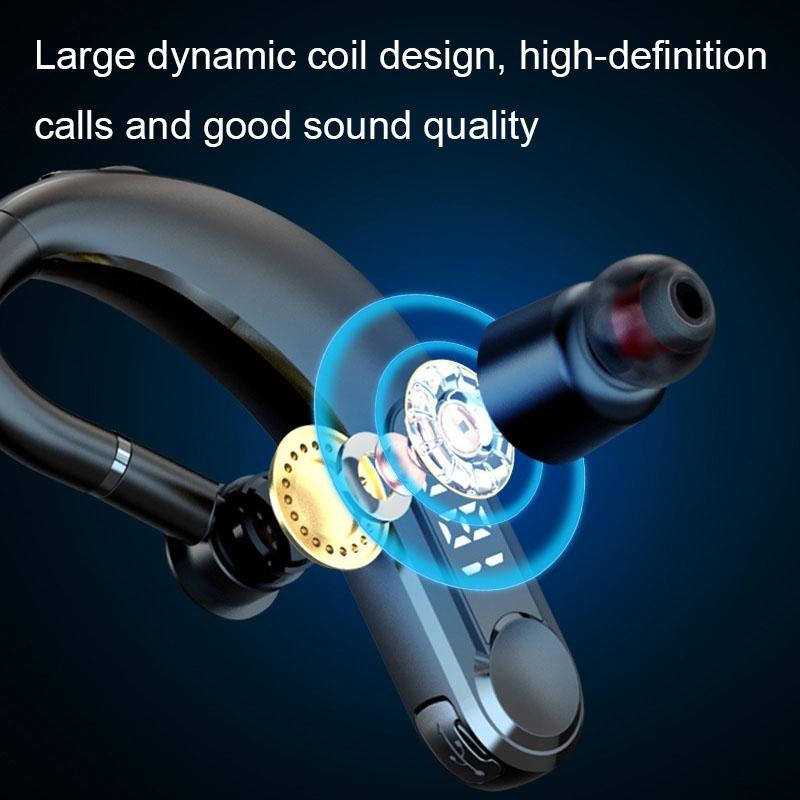 Waterproof Bluetooth Earphones with Led Display - Black 8