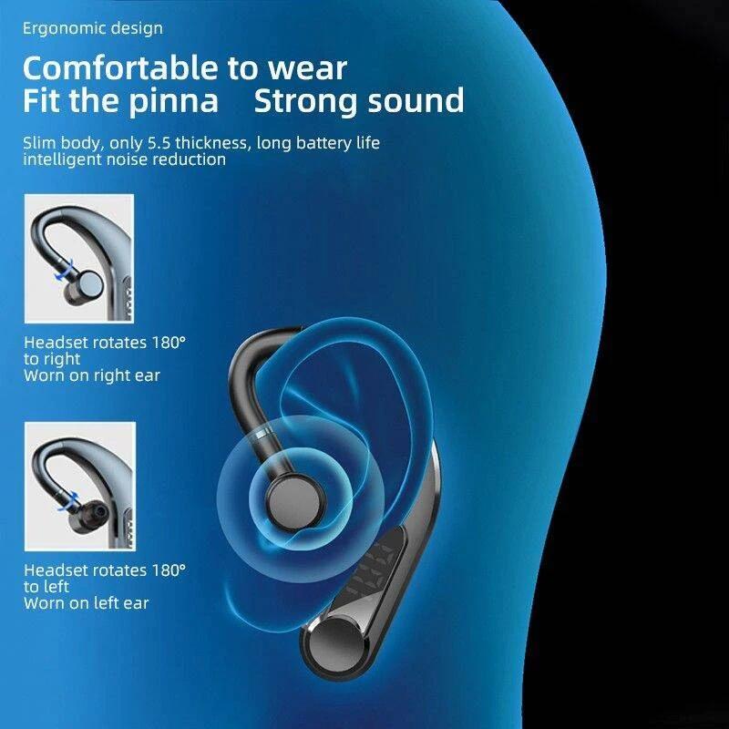 Waterproof Bluetooth Earphones with Led Display - Black 10