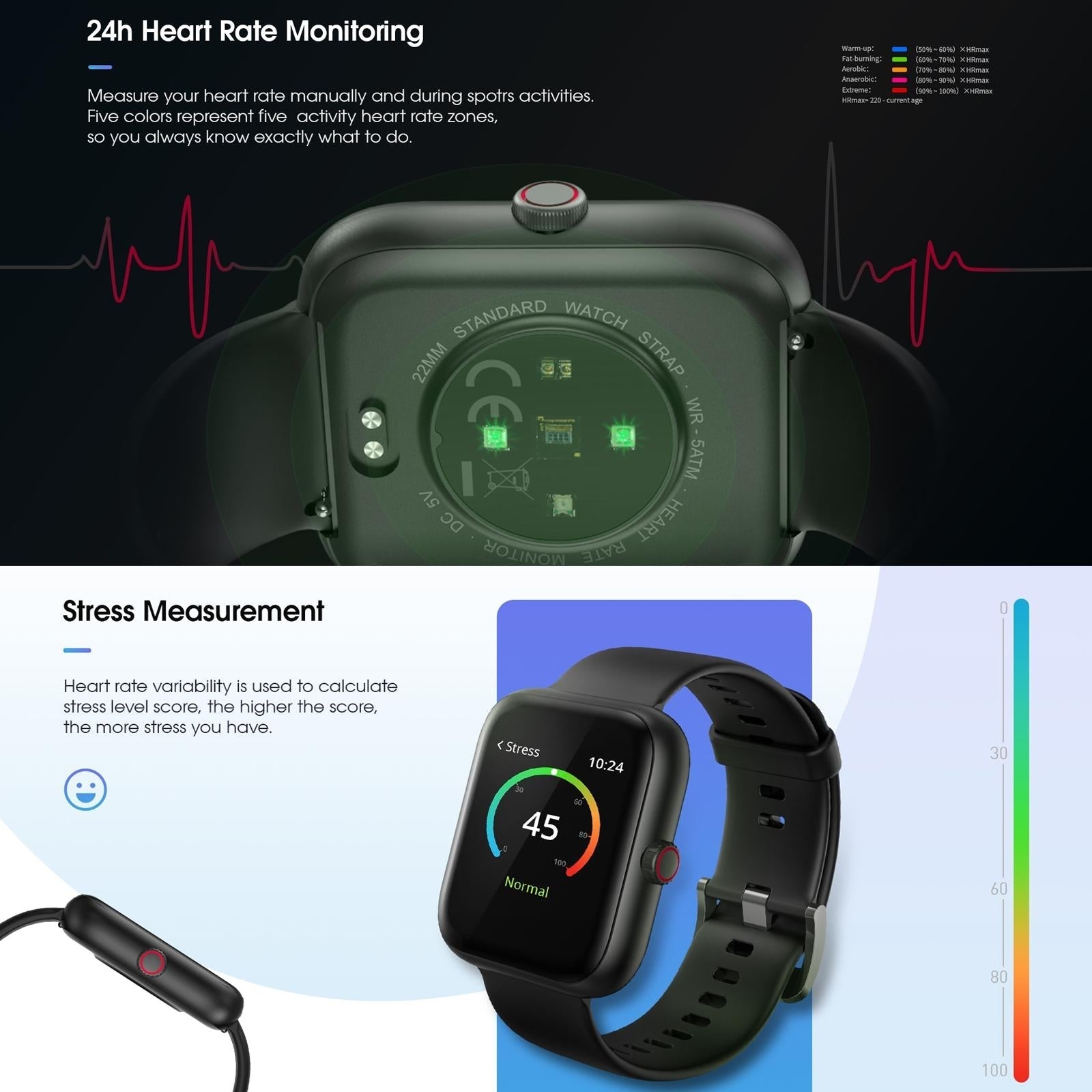 1.57 Inch Tft Touch Screen 5Atm Waterproof Smart Watch Support Sleep Monitoring / Heart Rate Monitoring / Sport Mode / Incoming Call & Information Reminder Black 7