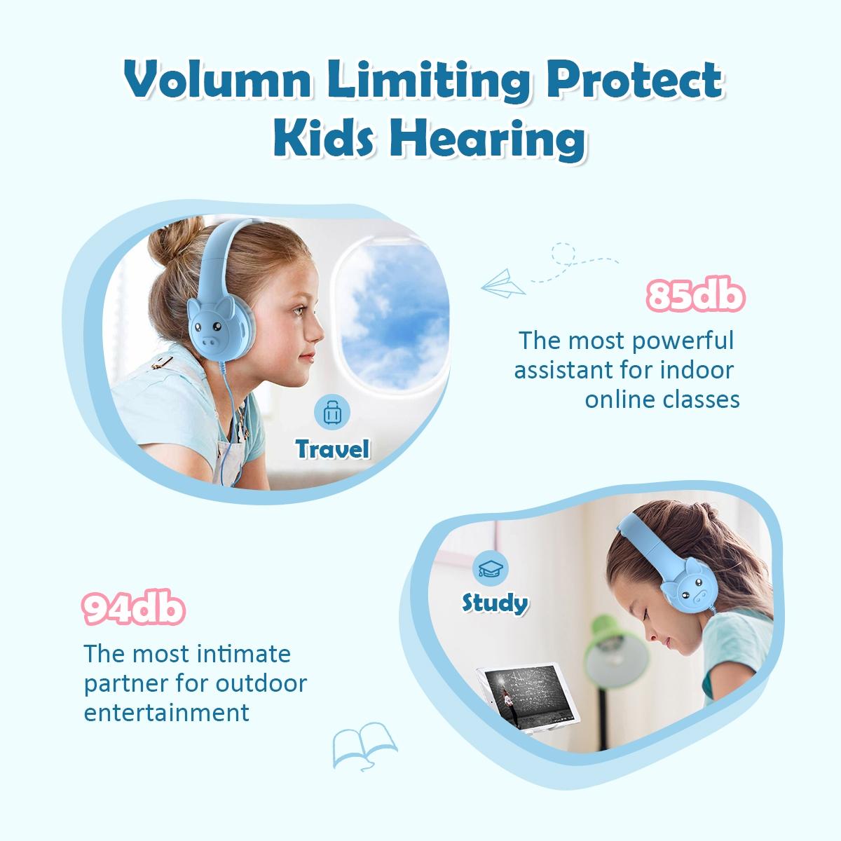 Kids Wired Over-Ear Earphone With Mic 1.5M - Blue 4