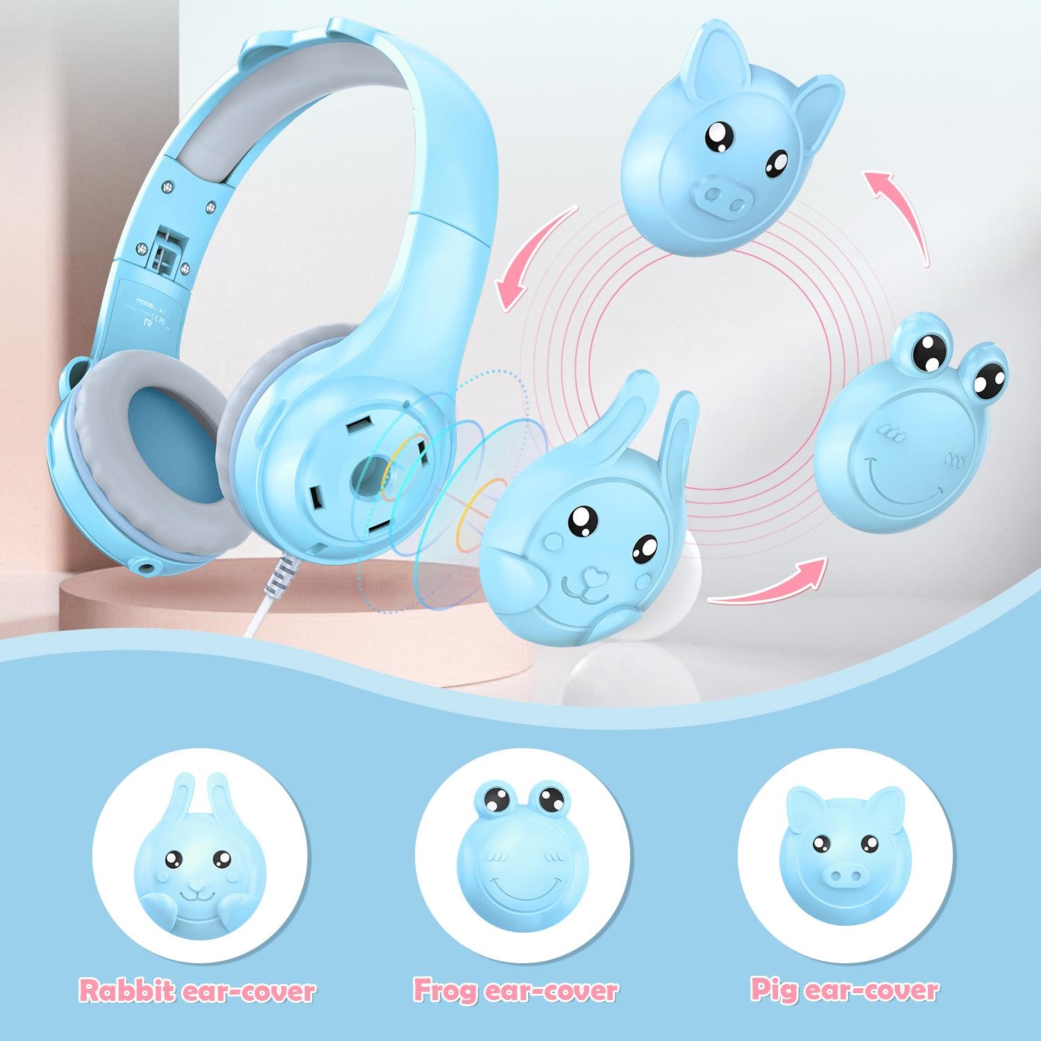 Kids Wired Over-Ear Earphone With Mic 1.5M - Blue 5