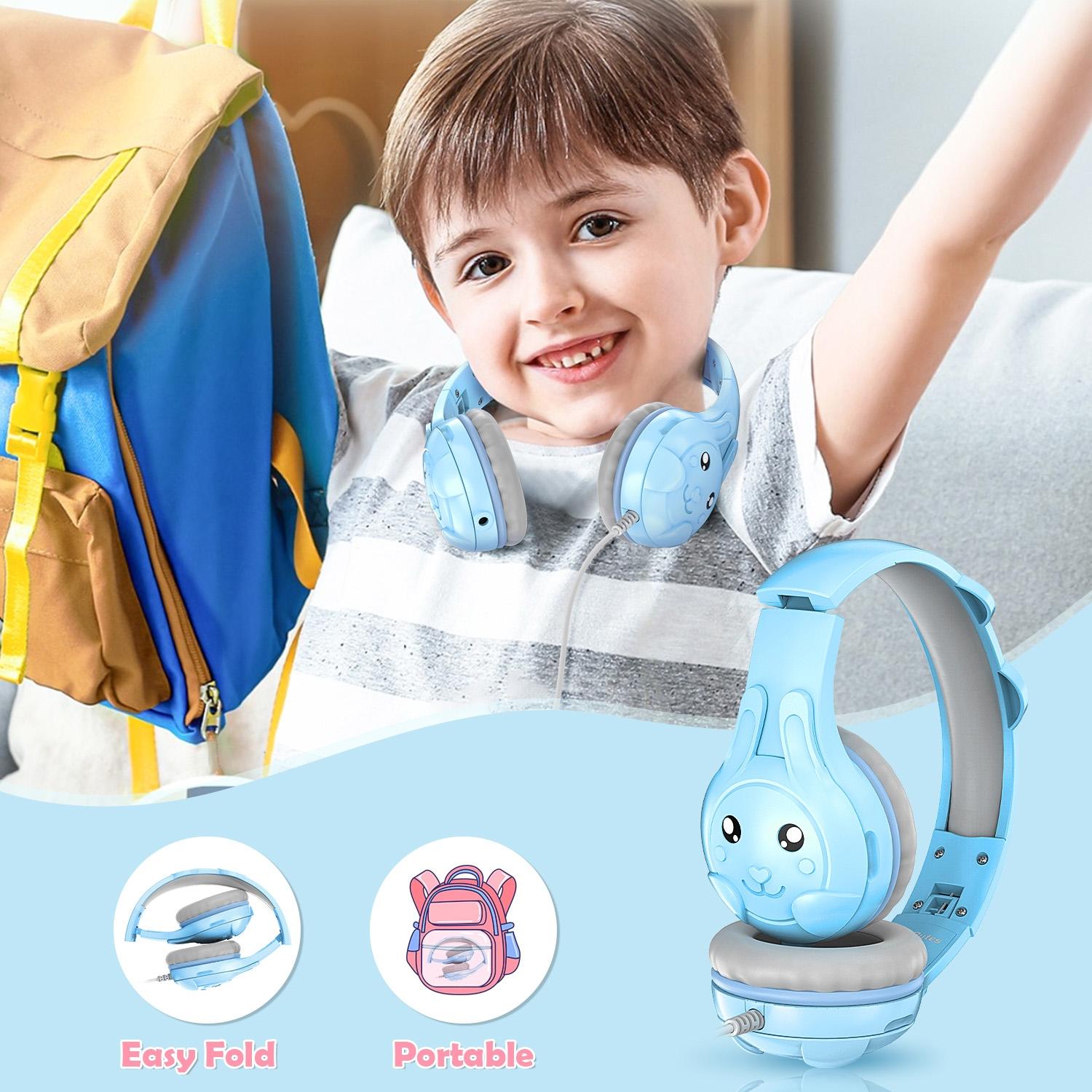 Kids Wired Over-Ear Earphone With Mic 1.5M - Blue 8