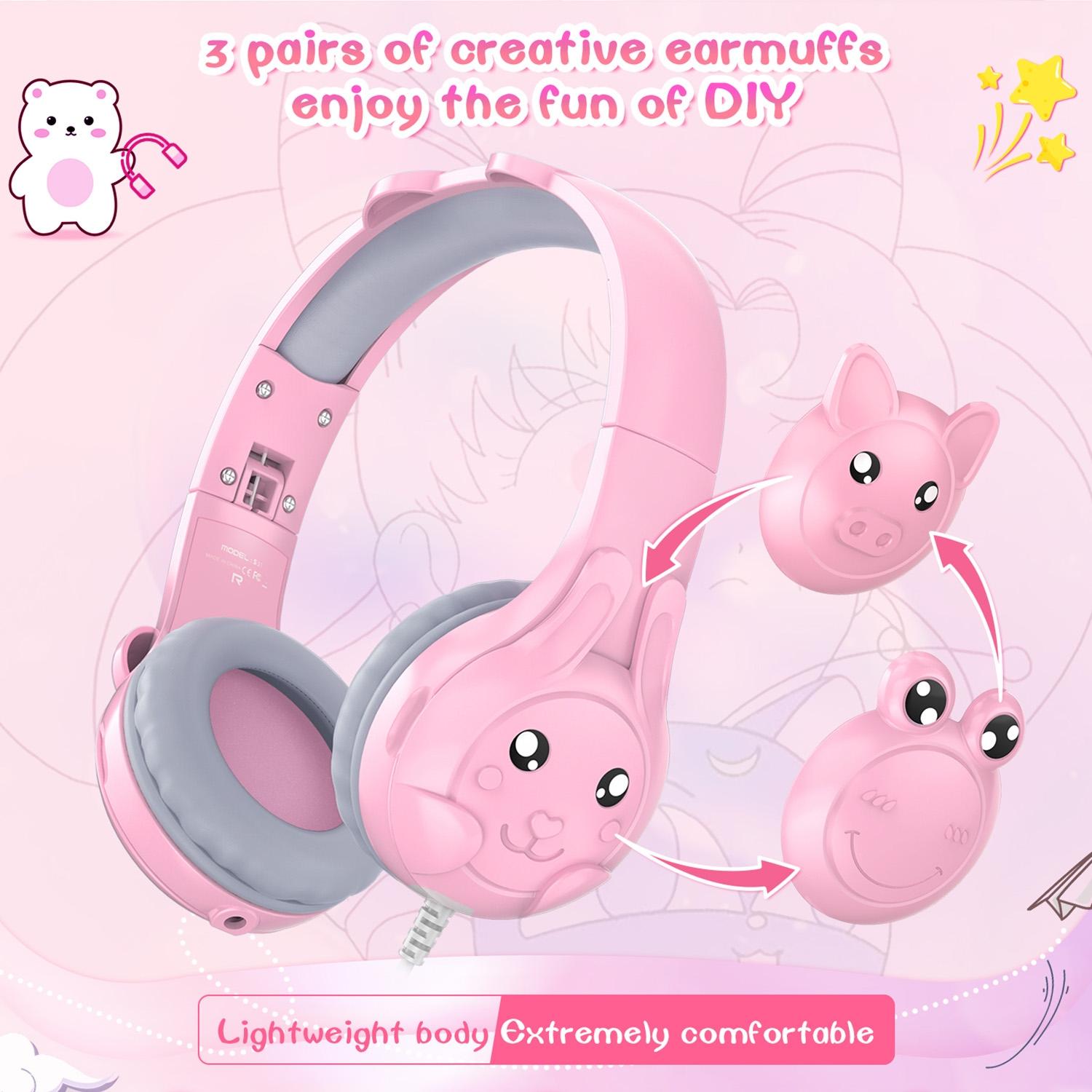 Kids Wired Over-Ear Earphone With Mic 1.5M - Blue 12