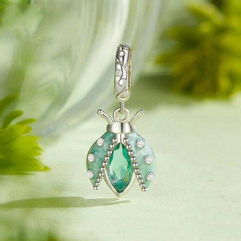 925 Sterling Silver Platinum Plated Ladybug Diy Beads 3