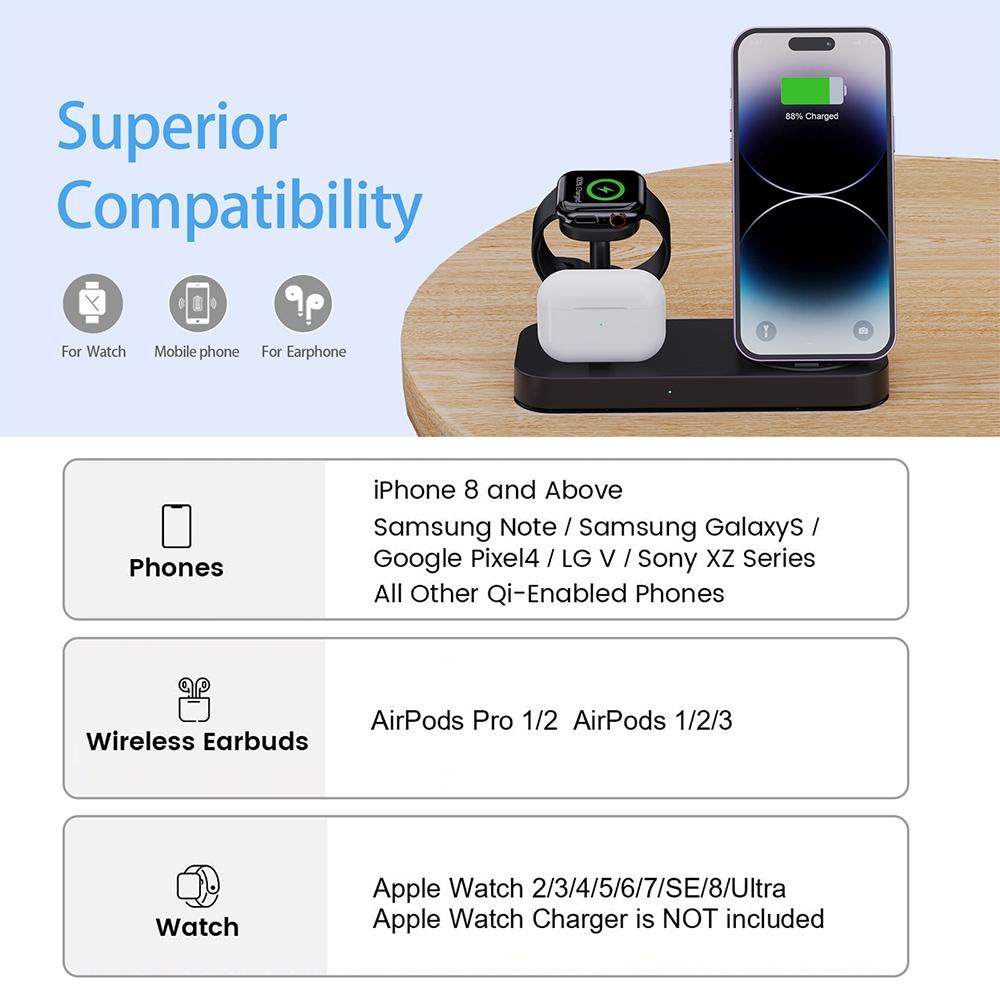 4 In 1 Charging Stand For Apple Watch And Airpods - White 6
