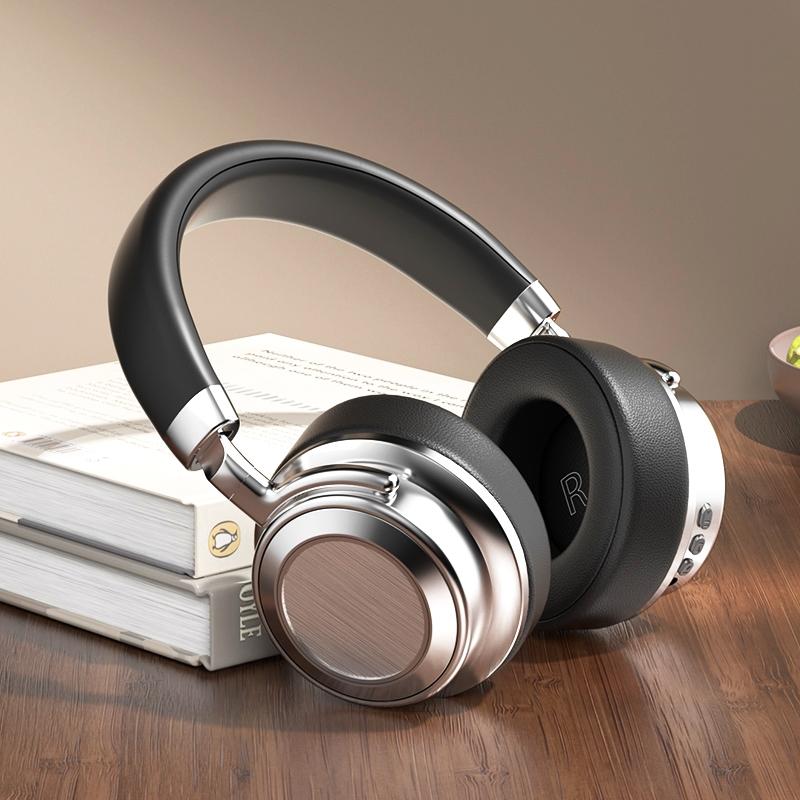 Retro Wireless Bluetooth Headset - Metal Head-mounted - Silver Brown 3