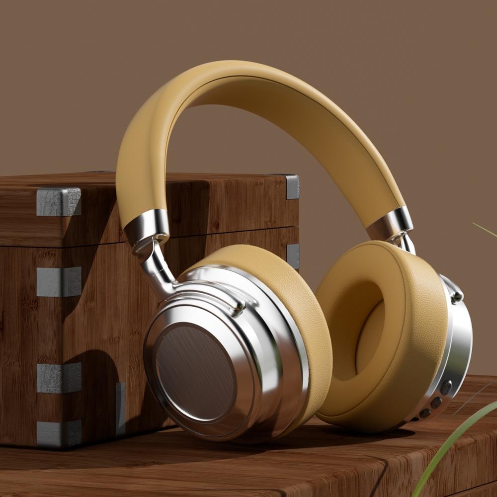 Retro Wireless Bluetooth Headset - Metal Head-mounted - Silver Brown 9