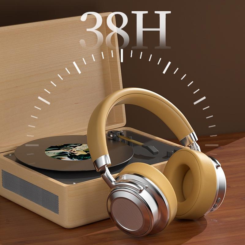 Retro Wireless Bluetooth Headset - Metal Head-mounted - Silver Brown 12