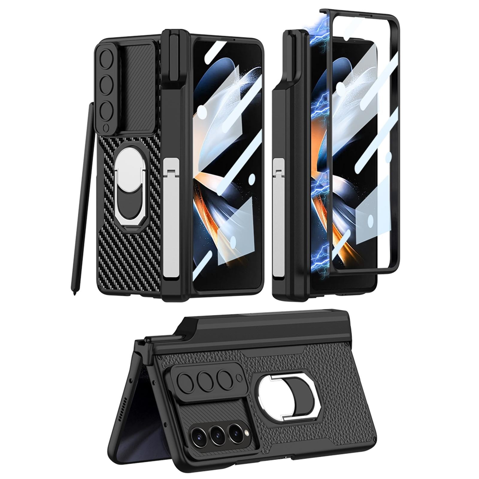 For Samsung Galaxy Z Fold4 5G Magnetic Armor Phone Case - Full Coverage - Carbon Fibre 9