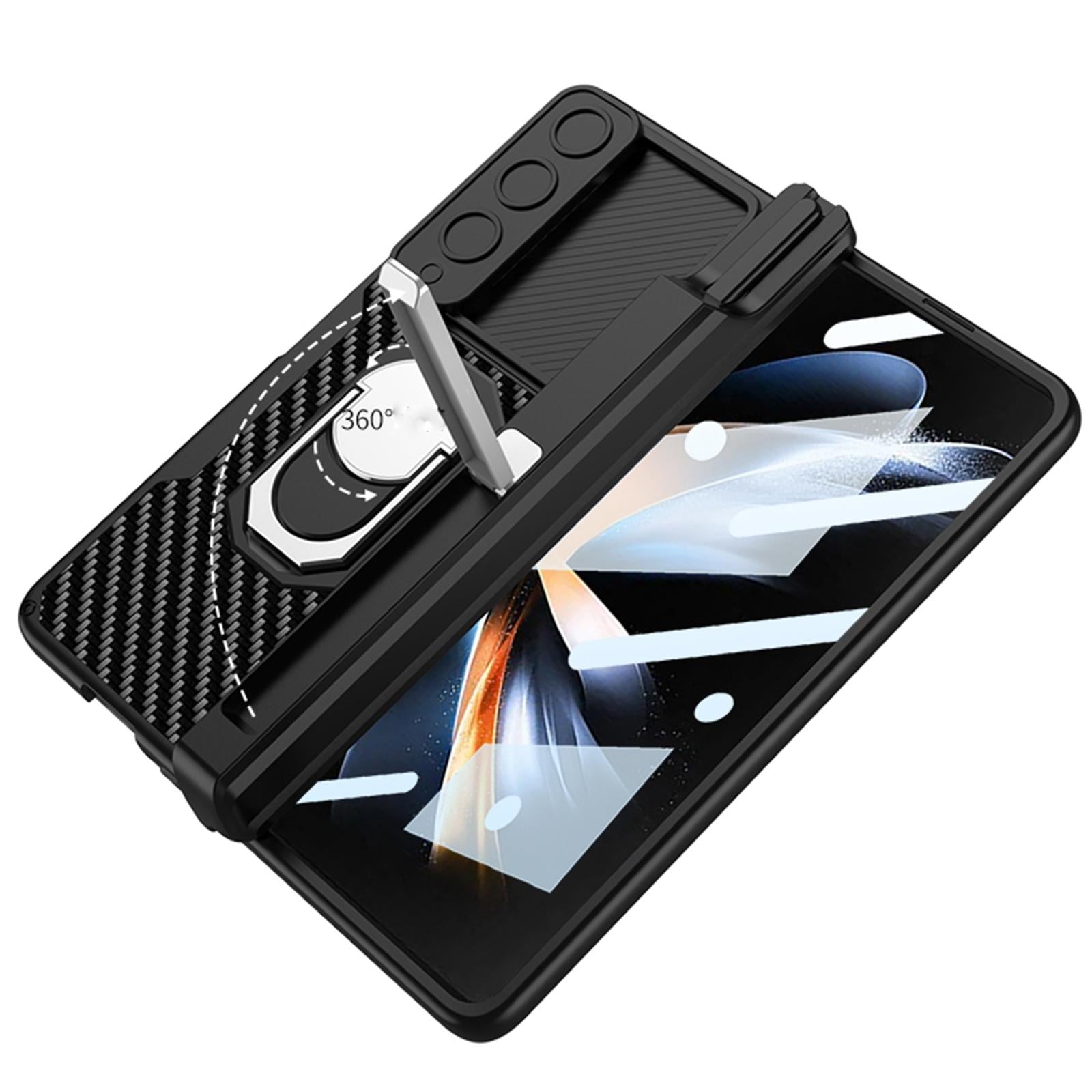 For Samsung Galaxy Z Fold4 5G Magnetic Armor Phone Case - Full Coverage - Carbon Fibre 14
