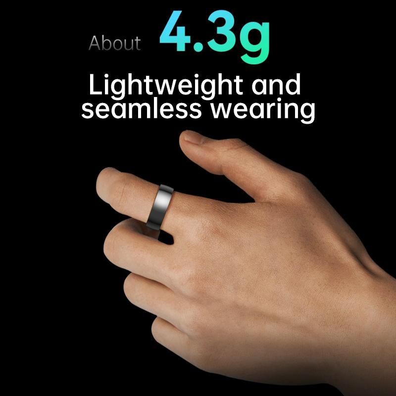 Smart Ring With Heart Rate Blood Oxygen Sleep & Sports Modes - Size 9 - Black 5
