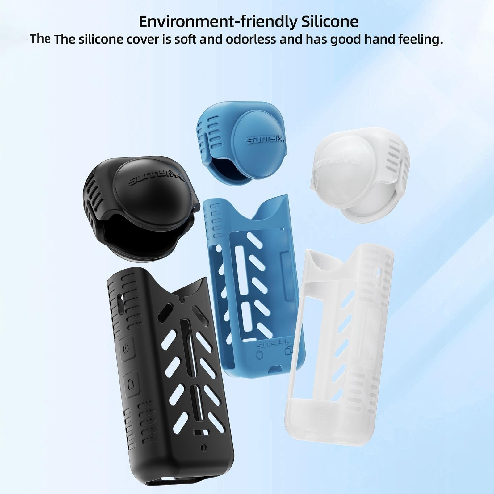 Silicone Shockproof Case and Lens Cover for Insta360 X4 by Sunnylife - Black - Lens Cover 10