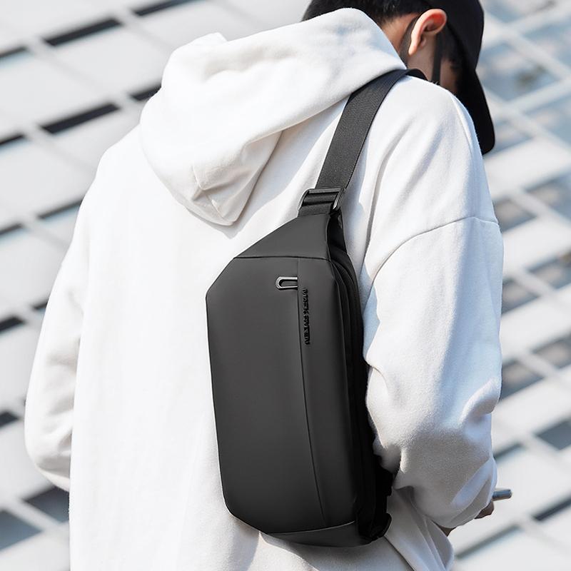 Men Casual Sports Chest Bag Lightweight Shoulder Bag - Elegant Black 7786 8