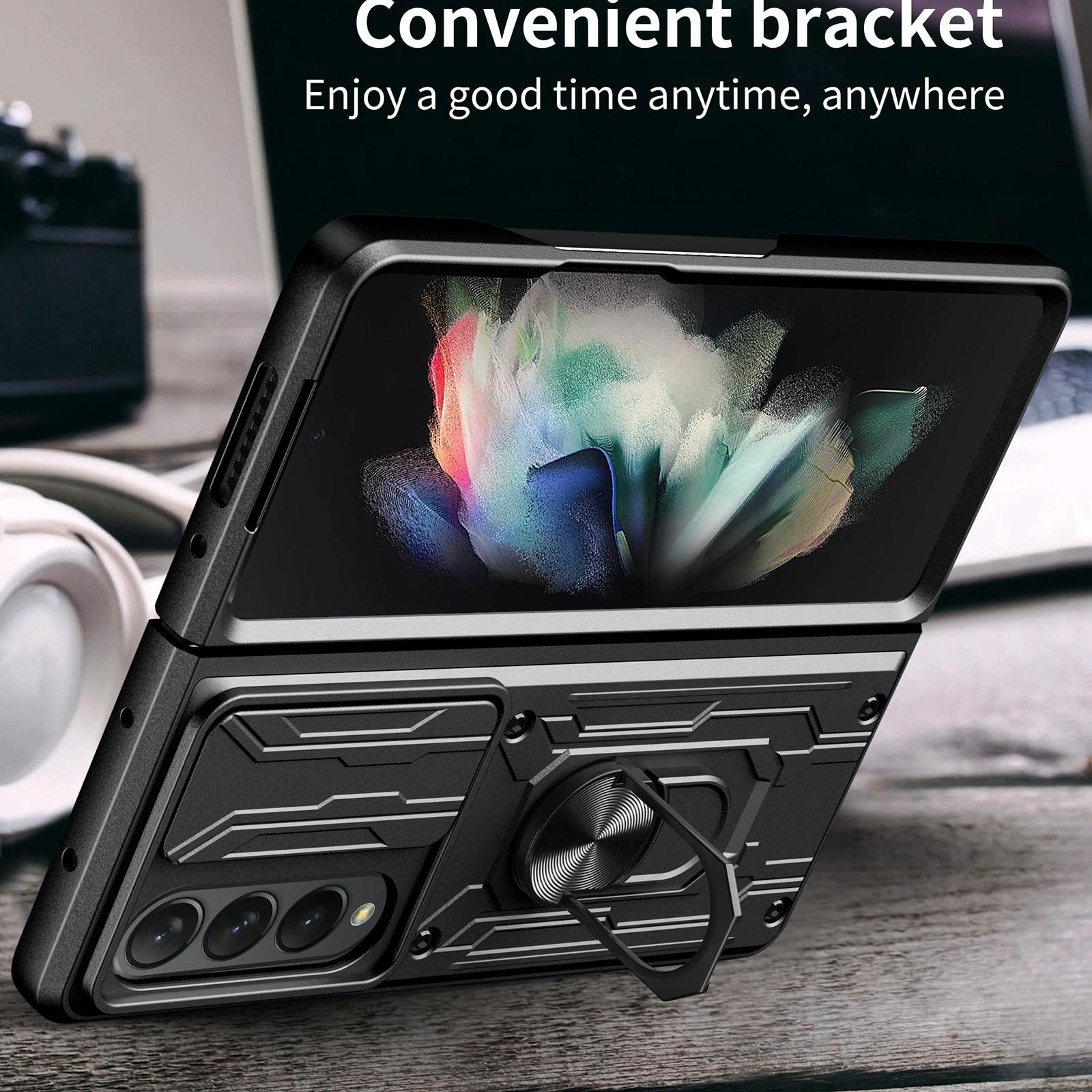 For Samsung Galaxy z Fold4 5G Protective Sliding Camshield Phone Case - Black 8